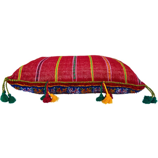 Mid 20th Century Moroccan Orange-Patterned Pillow W/ Berber Graphics For Sale - Image 9 of 13