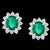 Contemporary 8 Ct Oval Colombian Emerald & 2.5 Ct Diamond Post Back Earrings 18 Kt White Gold For Sale - Image 3 of 18
