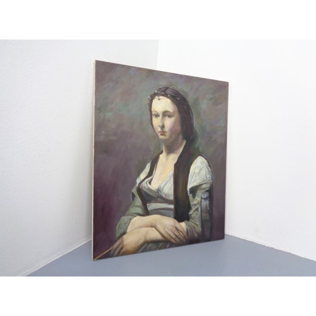 1980s Fred Neumann After Jean Baptiste Camille Corot, The Woman with the Pearl, 1980s, Oil on Canvas For Sale - Image 5 of 18