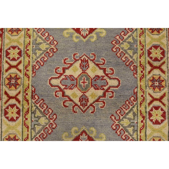 2020s Kazak Runner 2’2” X 6’2” Gray Wool Tribal Hand-Knotted Oriental Rug For Sale - Image 5 of 10