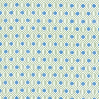 Sample - Schumacher Otis Fabric in Green & Blue For Sale