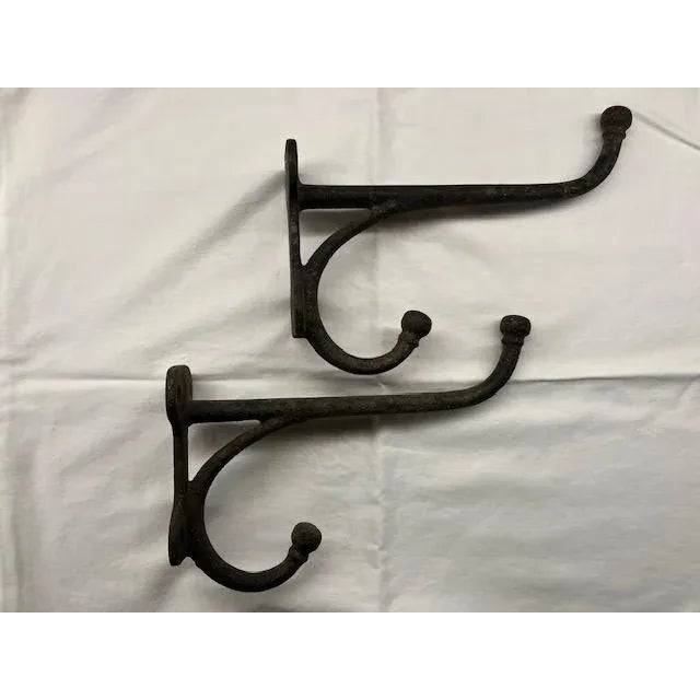 Antique American Cast Iron Wall Hooks - a Pair For Sale - Image 4 of 5