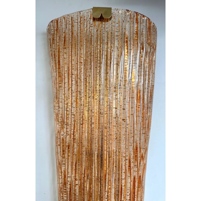 2020s Large Contemporary Pair of Brass Salmon Gold Leaf Murano Glass Sconces, Italy For Sale - Image 5 of 11