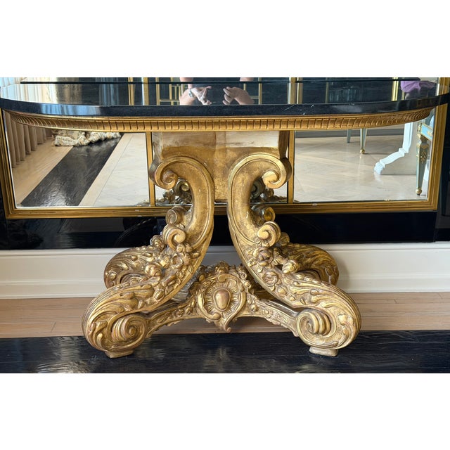 Dessin Fournir Quatrain for Dessin Fournir Giltwood Marble Top Console Table - 1 of 2 For Sale - Image 4 of 4