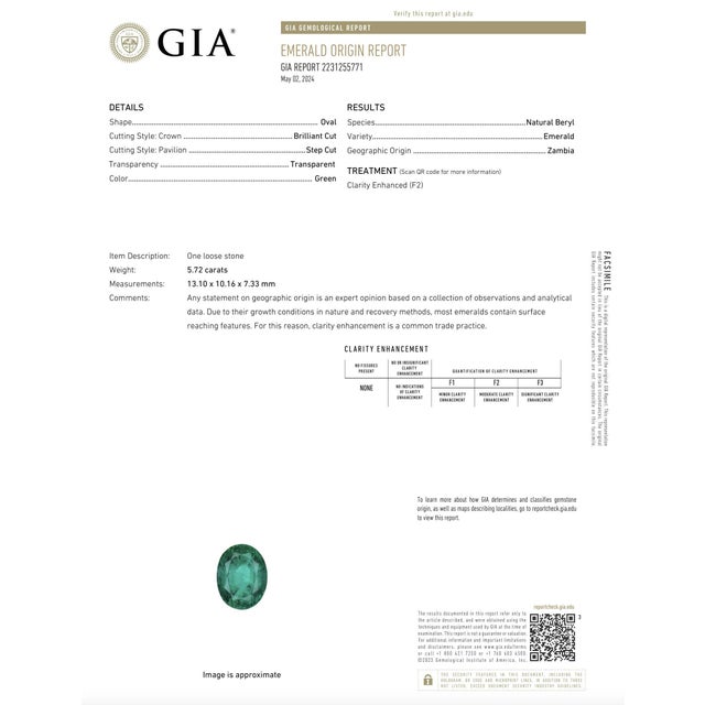 GIA Certified Oval 5.72 Ct Green Emerald Platinum Cocktail Ring For Sale - Image 9 of 9