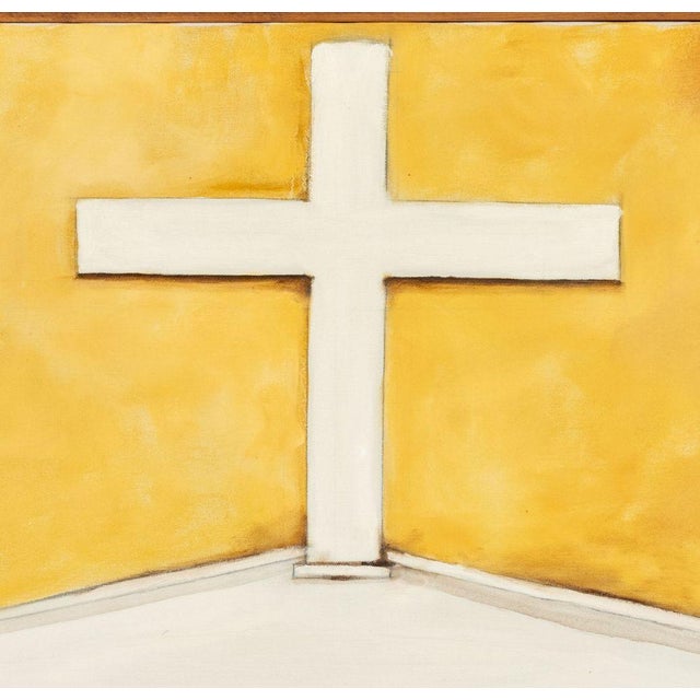 Contemporary School, Church Door Facade, Oil on Canvas, signed "Campell" lower right, wood frame. Image: 48" H x 48" W;...