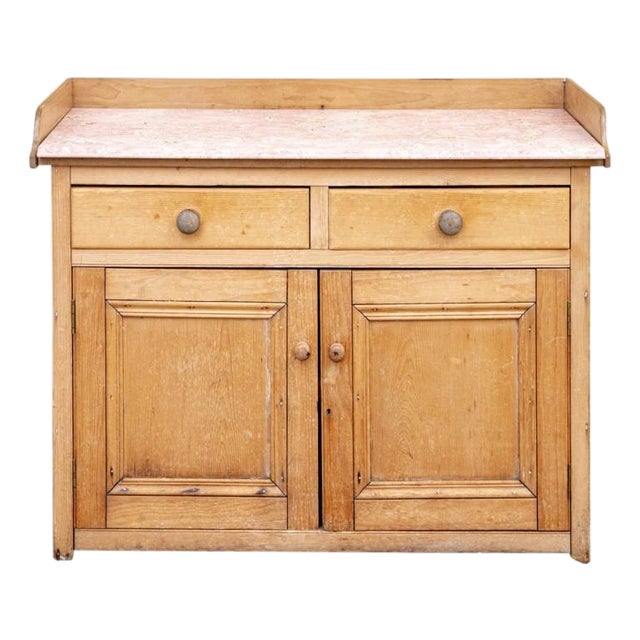 Antique Marble Top Pine Dry Sink For Sale