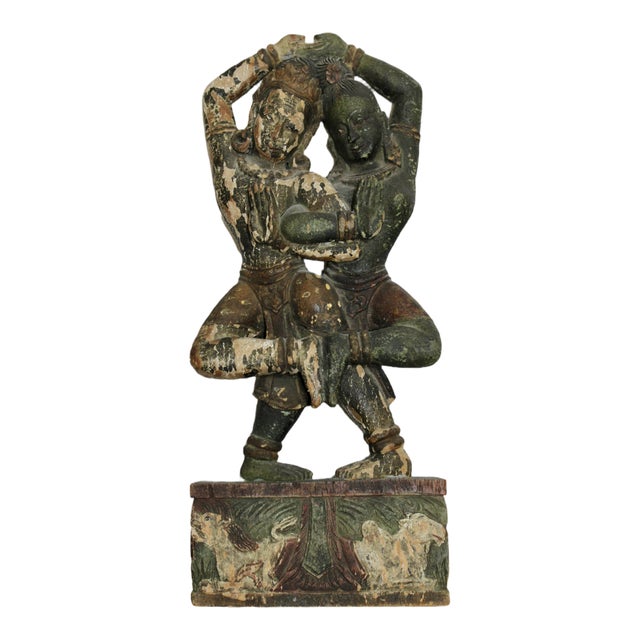 Wood Antique Hand Carved Hindu Wooden Sculpture, Early 1900s For Sale - Image 7 of 7