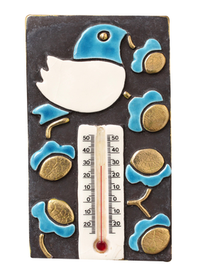 Vintage Ceramic Thermometer and Casing by Mithé Espelt, 1960s
