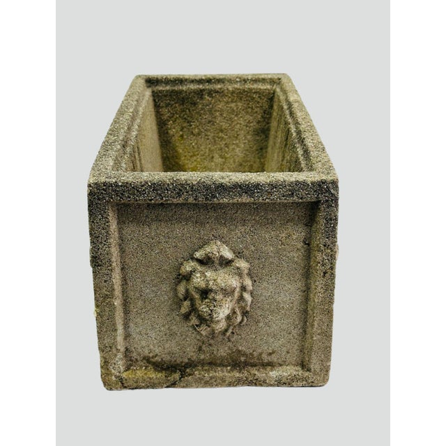 Rustic Mid 20th Century Concrete Lion Head Planters - Set of 2 For Sale - Image 3 of 10