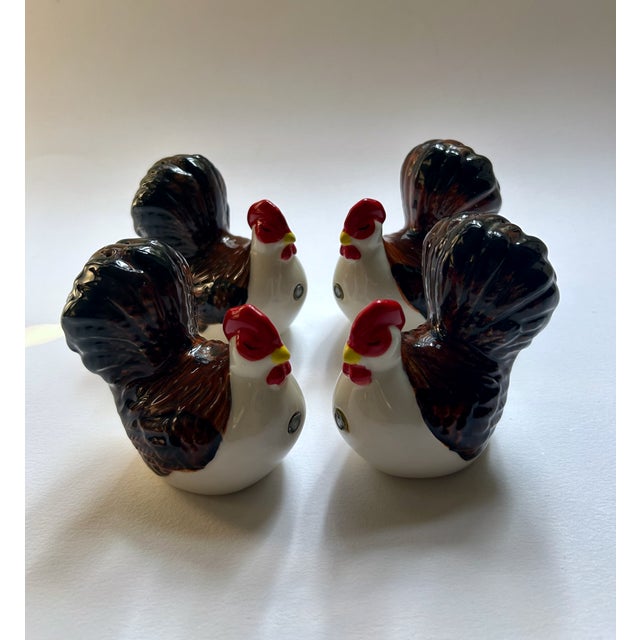 1970s Magnetic Glazed Ceramic Turkey Salt & Pepper Shakers - Set of 4 For Sale - Image 18 of 18