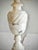 Alabaster Vintage Italian Neoclassical Style Carved Alabaster Table Lamp With Pleated Lamp Shade For Sale - Image 8 of 11