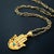 Contemporary Gold & Gemstone Hamsa Pendant Good Luck Necklace For Sale - Image 3 of 6