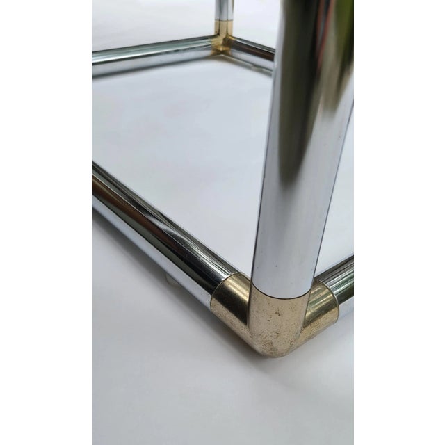 1970s Chrome Tubular Cube Cocktail Table W/Smoke Glass Pane Shelves in the Style of Milo Baughman For Sale - Image 9 of 12