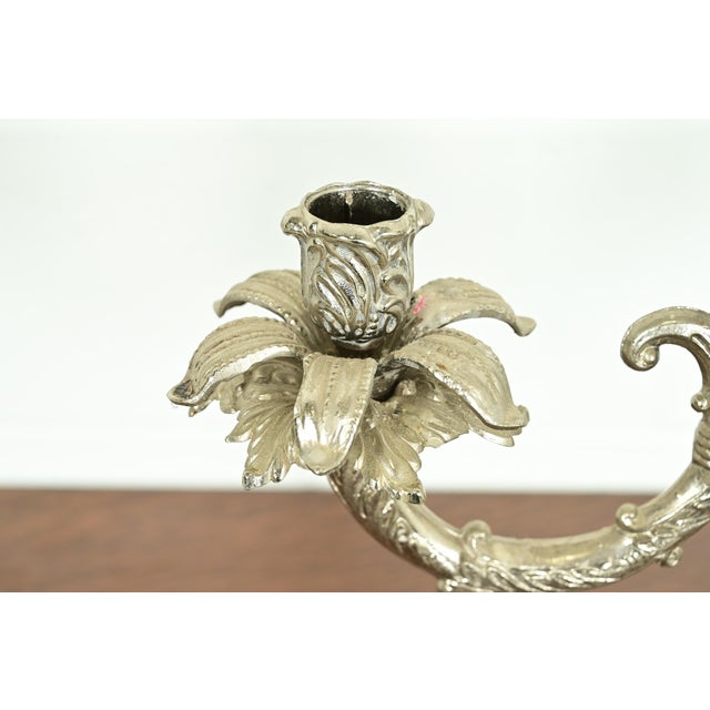 Early 20th Century Tiffany & Co. Style Antique Victorian Silverplate Three-Light Candelabra For Sale - Image 5 of 14