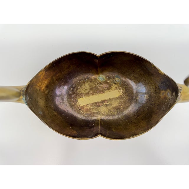 Vintage Brass Double Swan Centerpiece Bowl For Sale - Image 9 of 10