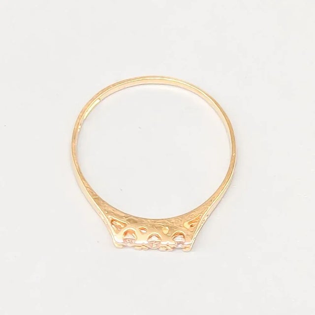 Three Stone Ring in Gold with White Stones For Sale - Image 3 of 4