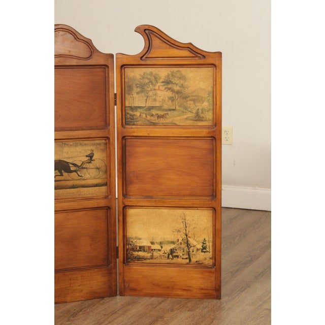 Vintage Three-Panel Decoupage Folding Screen For Sale - Image 9 of 12