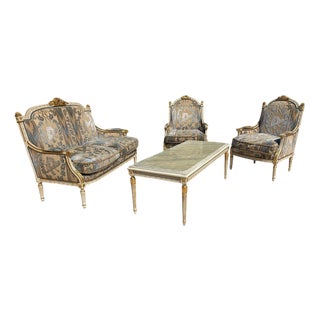 Louis XVI Living Room Set, 1940s, Set of 4 For Sale