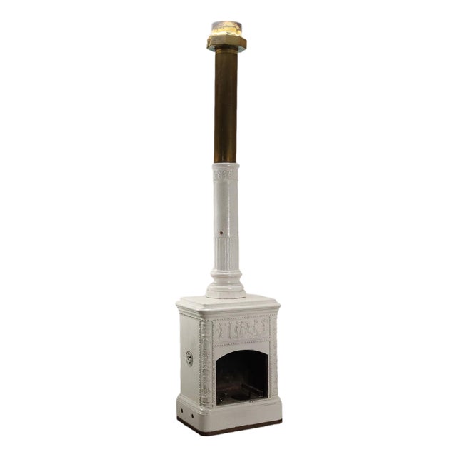 Neoclassical Style Fireplace Stove in Ceramic For Sale
