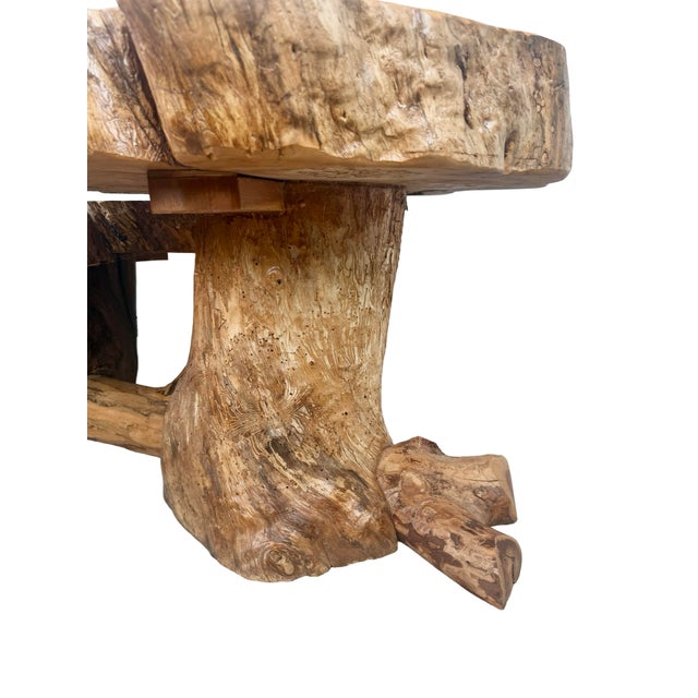 Vintage Organic Modern Two-Tier Live Edge Wood Coffee Table For Sale - Image 9 of 18