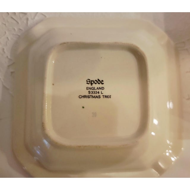 White Vintage Spode Christmas Tree Ashtray/Catchall/Trinket Dish Made in England Fine Bone China Holiday Tableware, New-Old Stock in Original Box For Sale - Image 8 of 10