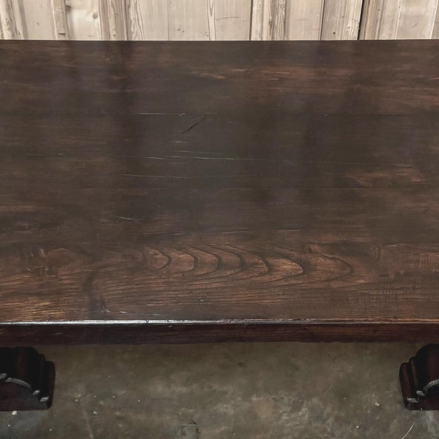 Grand Country French Elm Double Pedestal Dining Table For Sale - Image 9 of 18