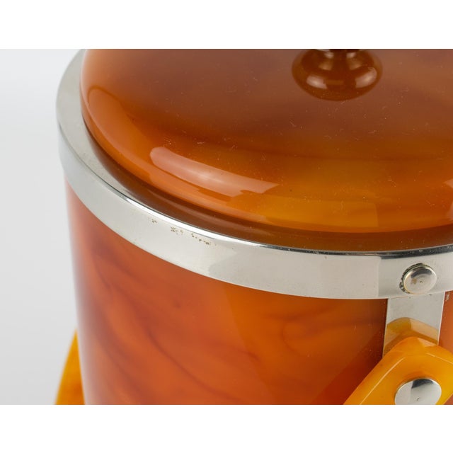 Christofle Chrome and Red Tea Amber Lucite Barware Ice Bucket, circa 1970 For Sale - Image 14 of 15