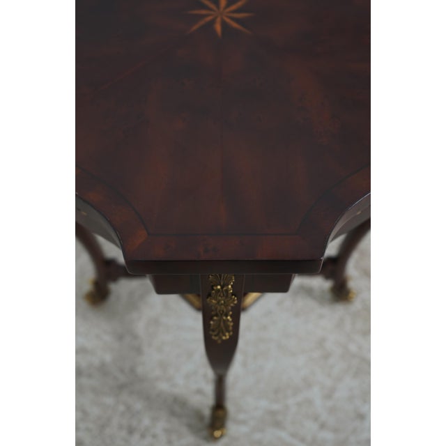 1990s Maitland Smith French Louis XV Mahogany Lamp Table W. Brass Ormolu For Sale - Image 5 of 13