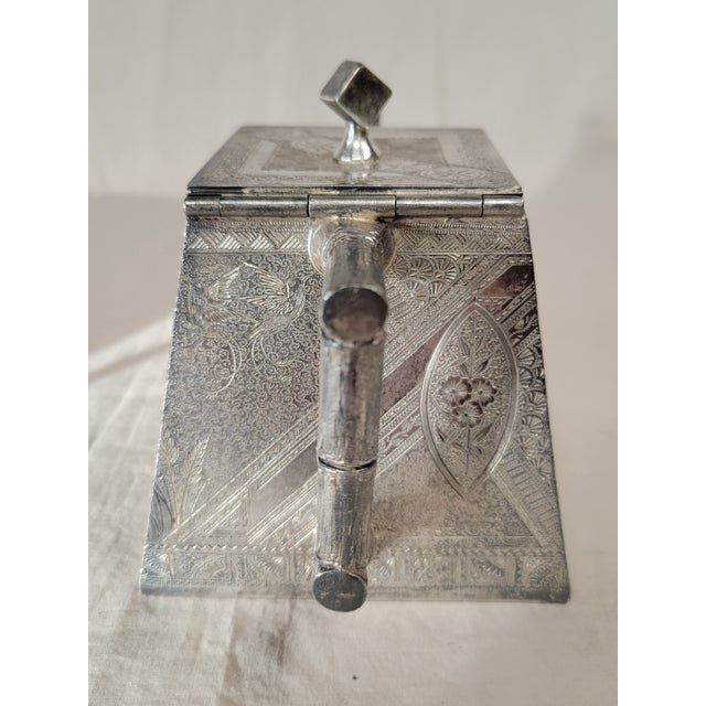 Antique James W. Tufts Boston Engraved Silverplate Aesthetic Movement Tea Set For Sale - Image 9 of 14