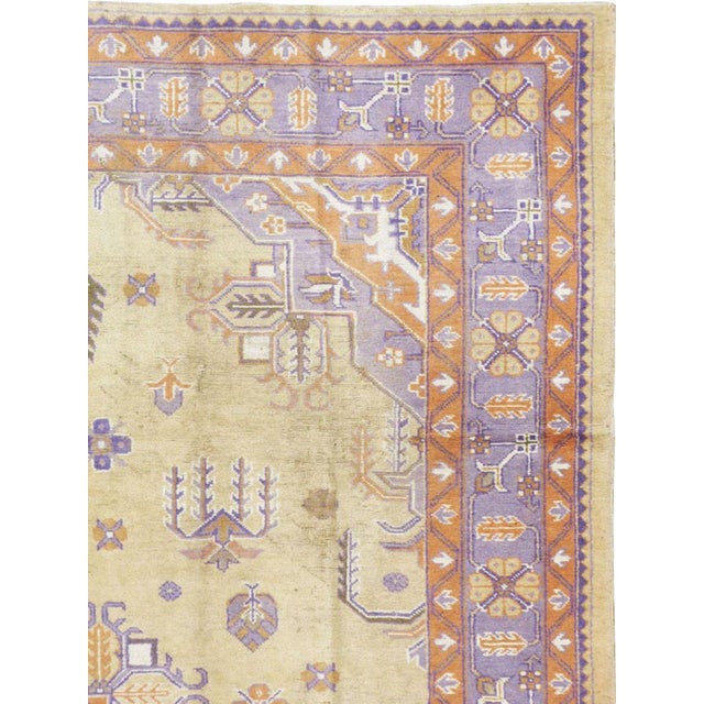 Rustic Galerie Shabab Collection Mid-20th Century Soft Colored Oushak Carpet in Beige, Purple, and Orange For Sale - Image 3 of 10