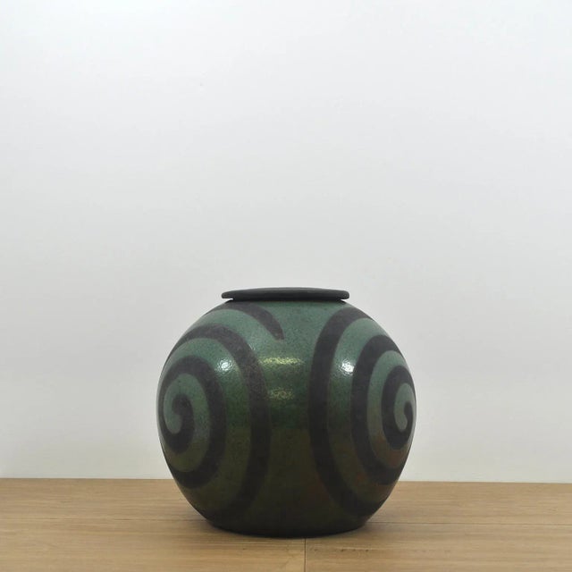 Mid-Century Modern Mid-Century Modern Japanese Raku Ceramic Vessel With Lid For Sale - Image 3 of 12