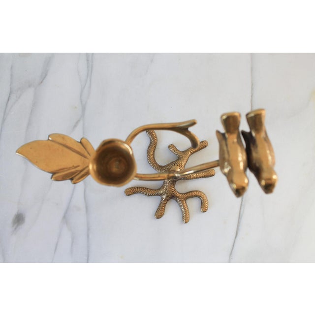 Metal Vintage Brass "Love Birds" Taper Candle Holder For Sale - Image 7 of 10