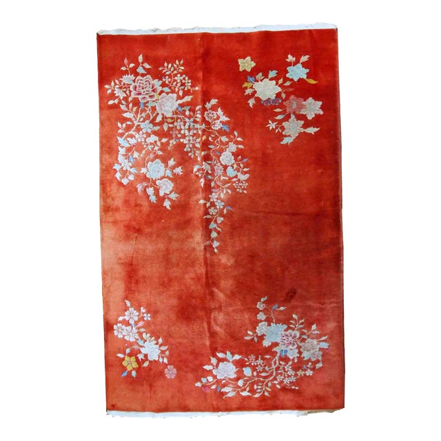 1920s Vintage Handmade Art Deco Chinese Rug For Sale