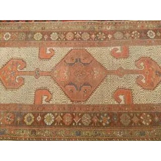 Antique Persian Malayer Rug, Handwoven Geometric Pattern, Camelhair & Burgundy, 3’ X 7’ For Sale - Image 11 of 12