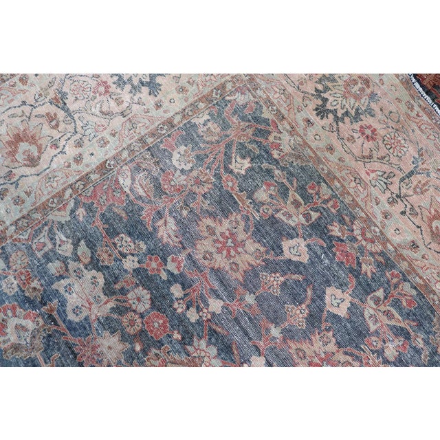 Antique Persian Tabriz Rug With Allover Botanical Design in Blue 9'0 X 11'5 For Sale - Image 16 of 16