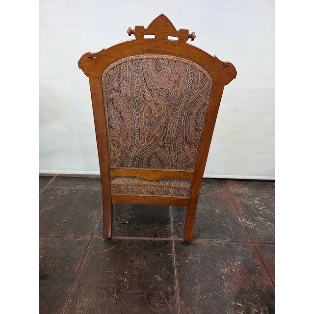 Antique Walnut Gothic Eastlake Parlor Chair Medium Size For Sale - Image 4 of 6