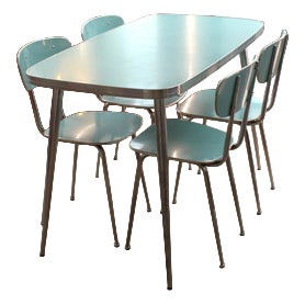 Formica Table and Chairs, Italy, 1950s, Set of 5 For Sale