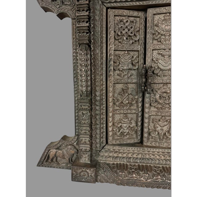 Mid 20th Century Carved Hardwood Asian Replica of Temple Doors in Nepal For Sale - Image 6 of 10