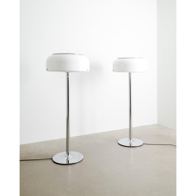 Mid-Century Swedish White & Chrome Knubbling Floor Lamps by Anders Pehrson for Ateljé Lyktan, 1970s, Set of 2 For Sale - Image 9 of 9