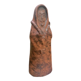 Vintage Large Clay Eskimo Sculpture For Sale
