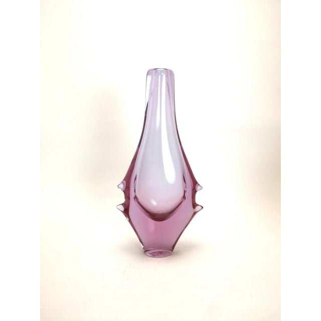 Glass Bohemian Light Lilac Glass Vase, 1970s For Sale - Image 7 of 7