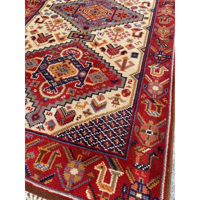 Beautiful French Hallway Rug from the mid-20th century. This rug is a masterpiece, meticulously knotted with wool on a...