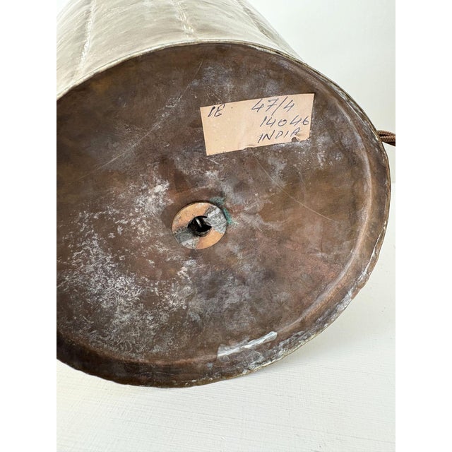 Brown Mid-Century Modern Brass Table Lamp with Panelled Body, 1950 For Sale - Image 8 of 10