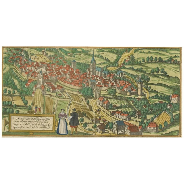Braun & Hogenberg, St. Gallen and Its Monastery from Cities of the World, 1575, Engraving For Sale