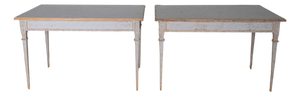 19th Century Pair of Gustavian Style Painted Tables, Repainted in Light Gray