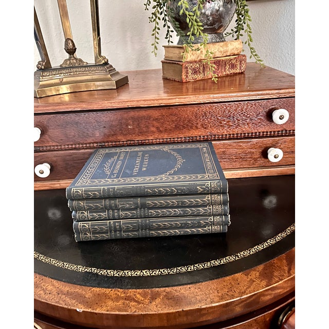 Traditional Vintage Dutch 1912 Collected Works - Set of 5 Blue Books For Sale - Image 3 of 10