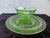 Anchor Hocking Vintage Anchor Hocking Uranium Glass Cup & Saucer Set – Circle Green Pattern, Art Deco Depression Era For Sale - Image 4 of 7