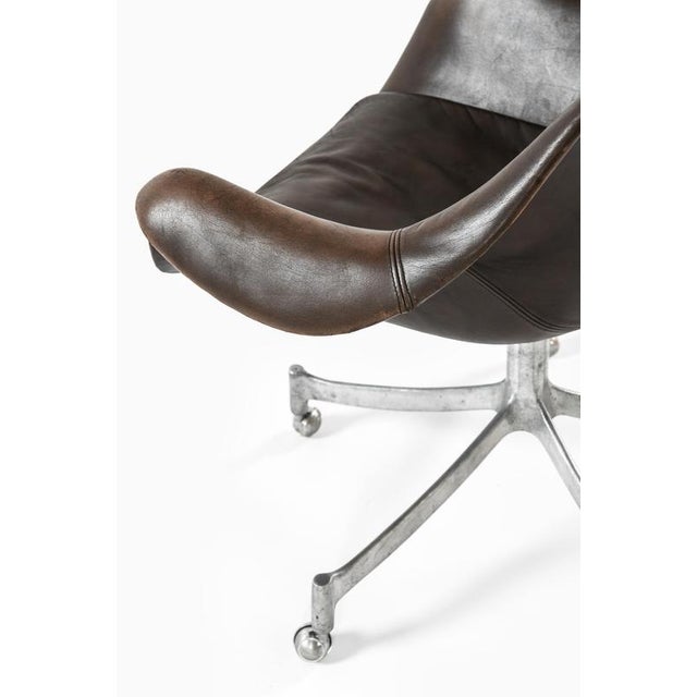 Office Chair in Aluminum and Leather attributed to Jørgen Lund and Ole Larsen, 1960s For Sale - Image 6 of 9