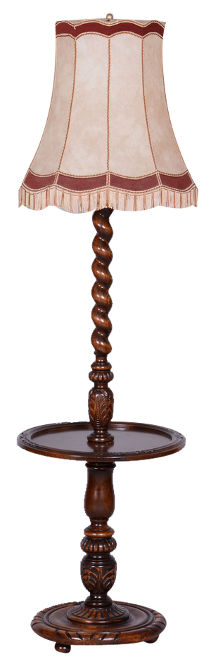 Art Deco Floor Lamp in Oak & Textile, Czech, 1920s